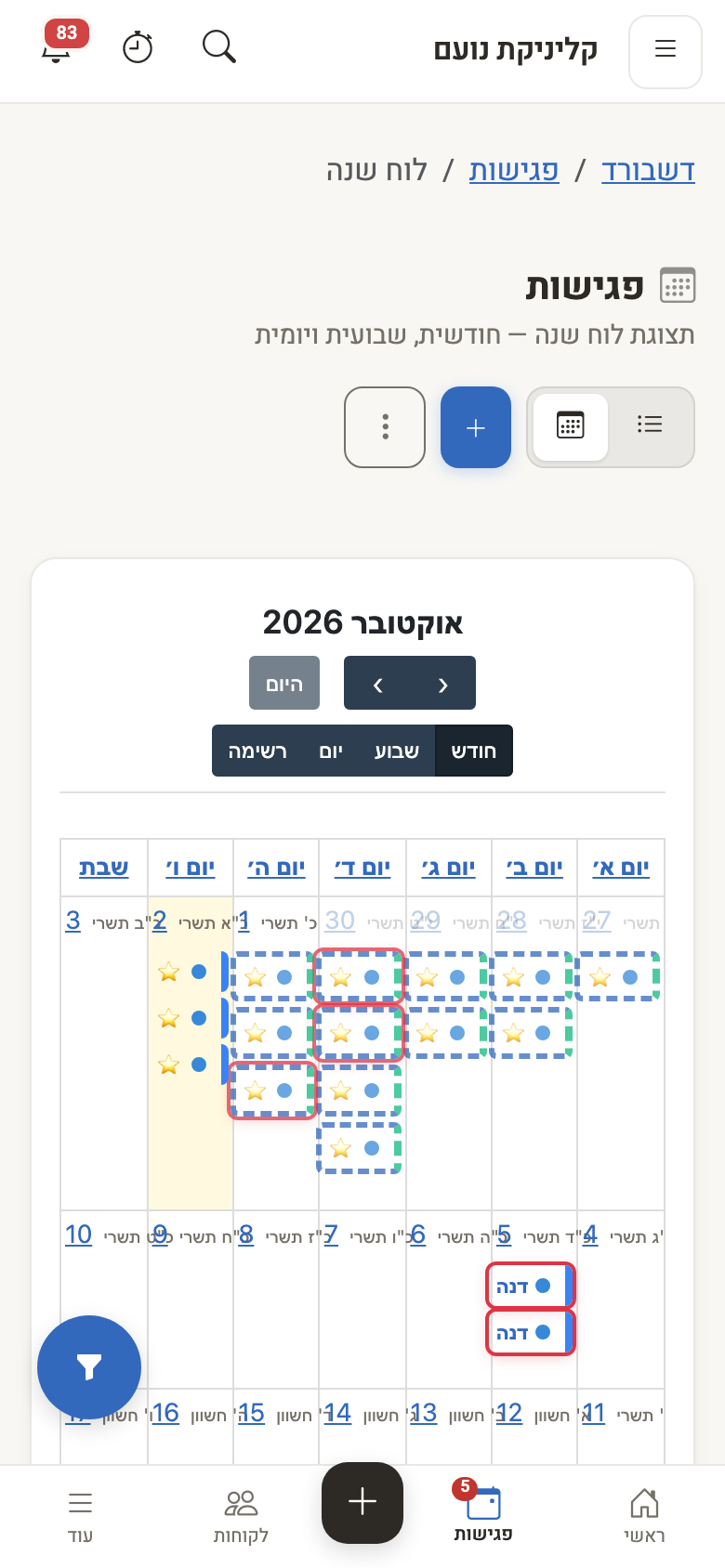 יומן פגישות חודשי